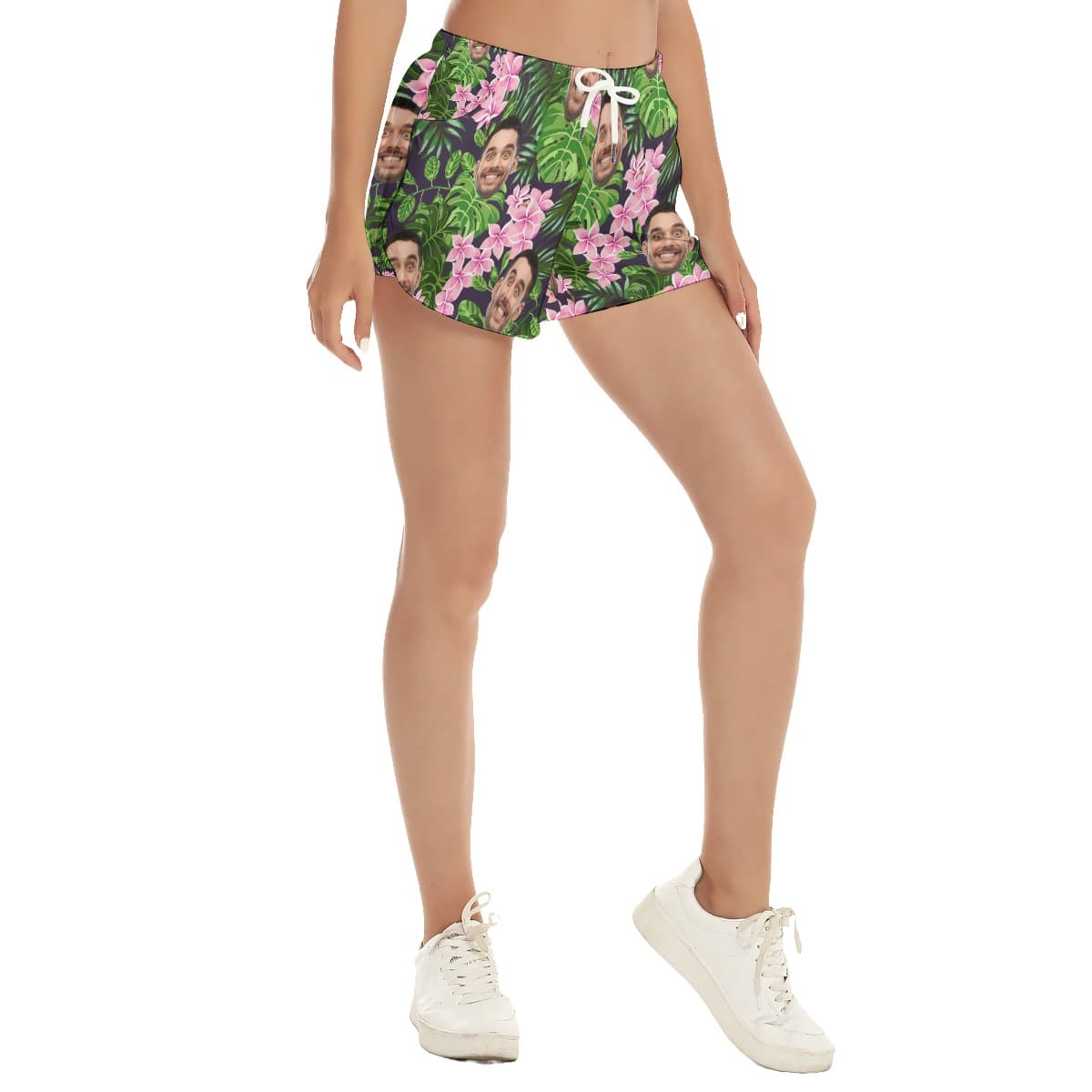 Floral Custom Face Women’s Summer Shorts (2)