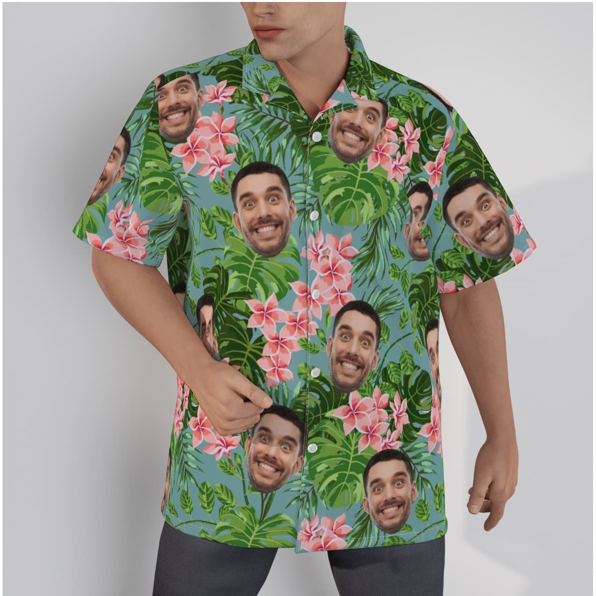 Floral Custom Multiple Faces Hawaiian Shirt For Men (1)