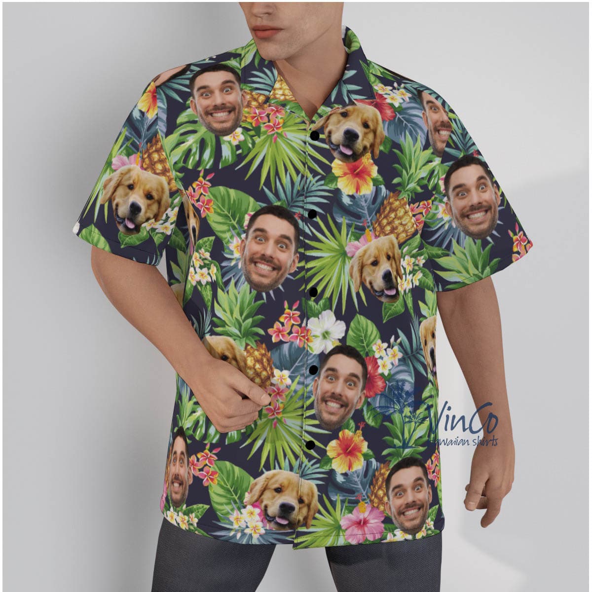 Floral Custom Multiple Faces Hawaiian Shirts For Men (2)