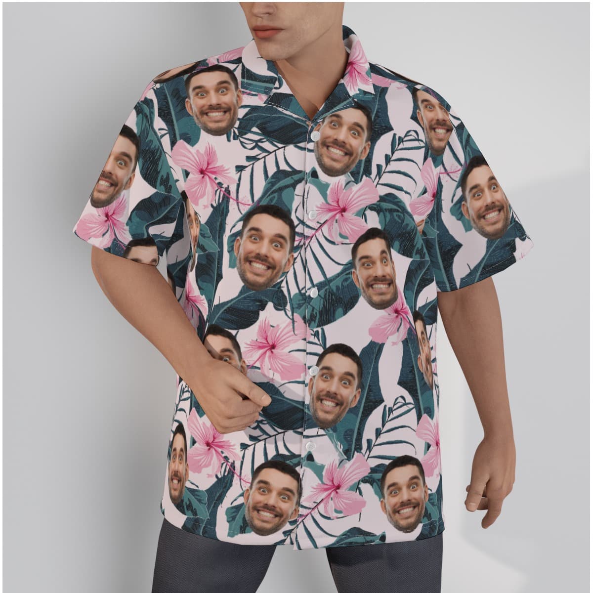 Floral Pink Custom Hawaiian Shirts With Face (1)
