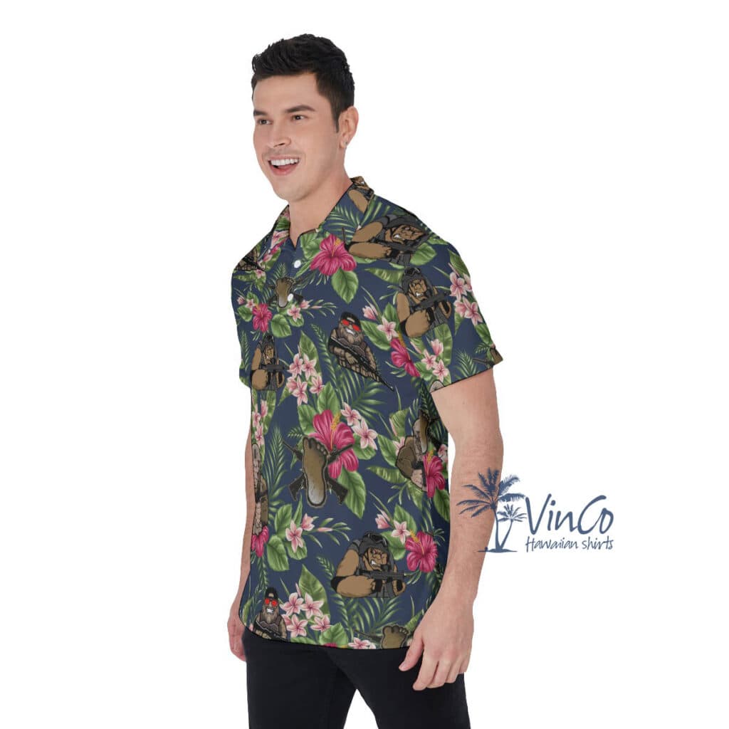 Floral Tacticals Bigfoot Hawaiian Polo Shirt For Men