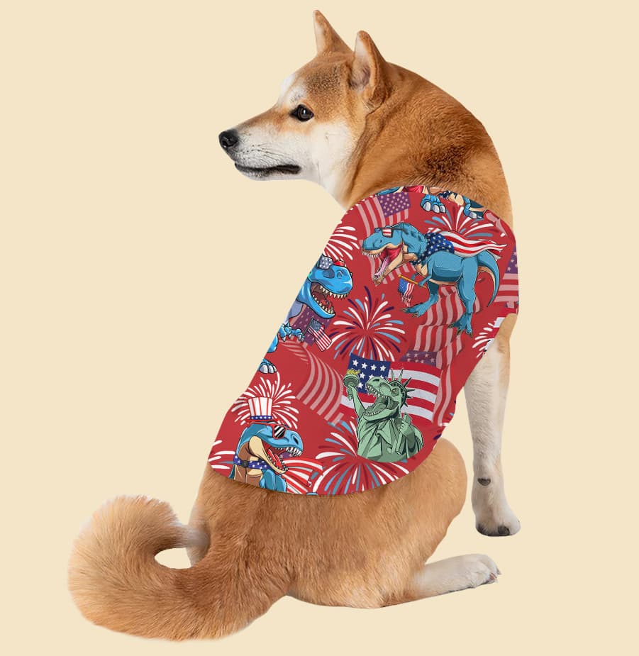 Funny Amerisaurus Rex Red Tank Top For Dog