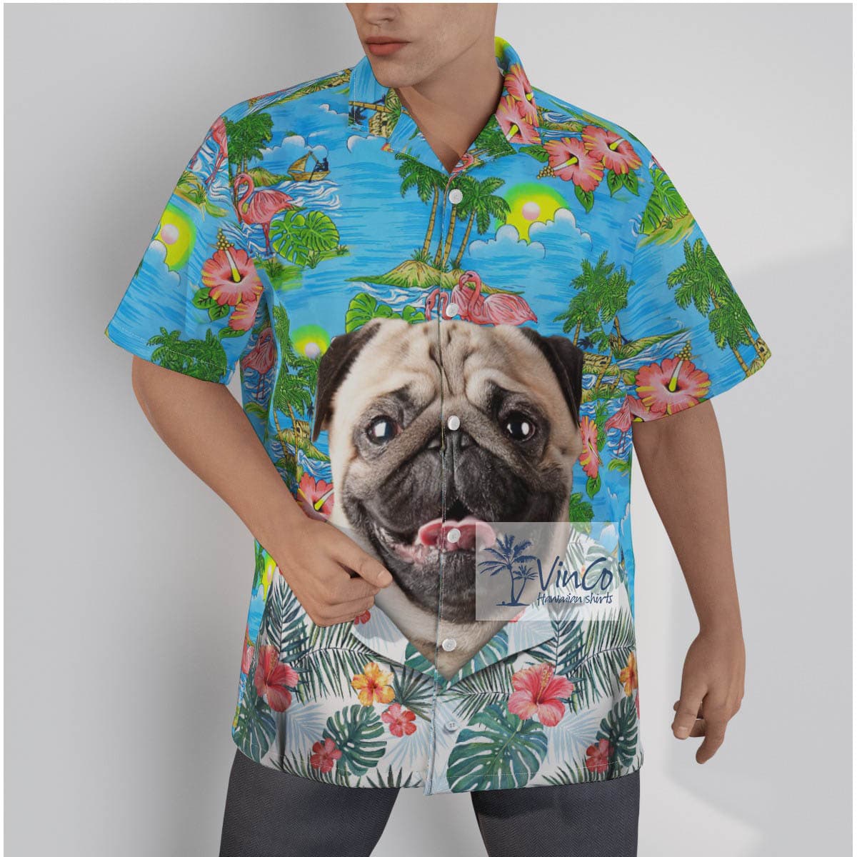 Funny Custom Dog Face Aloha Shirt For Men (2)