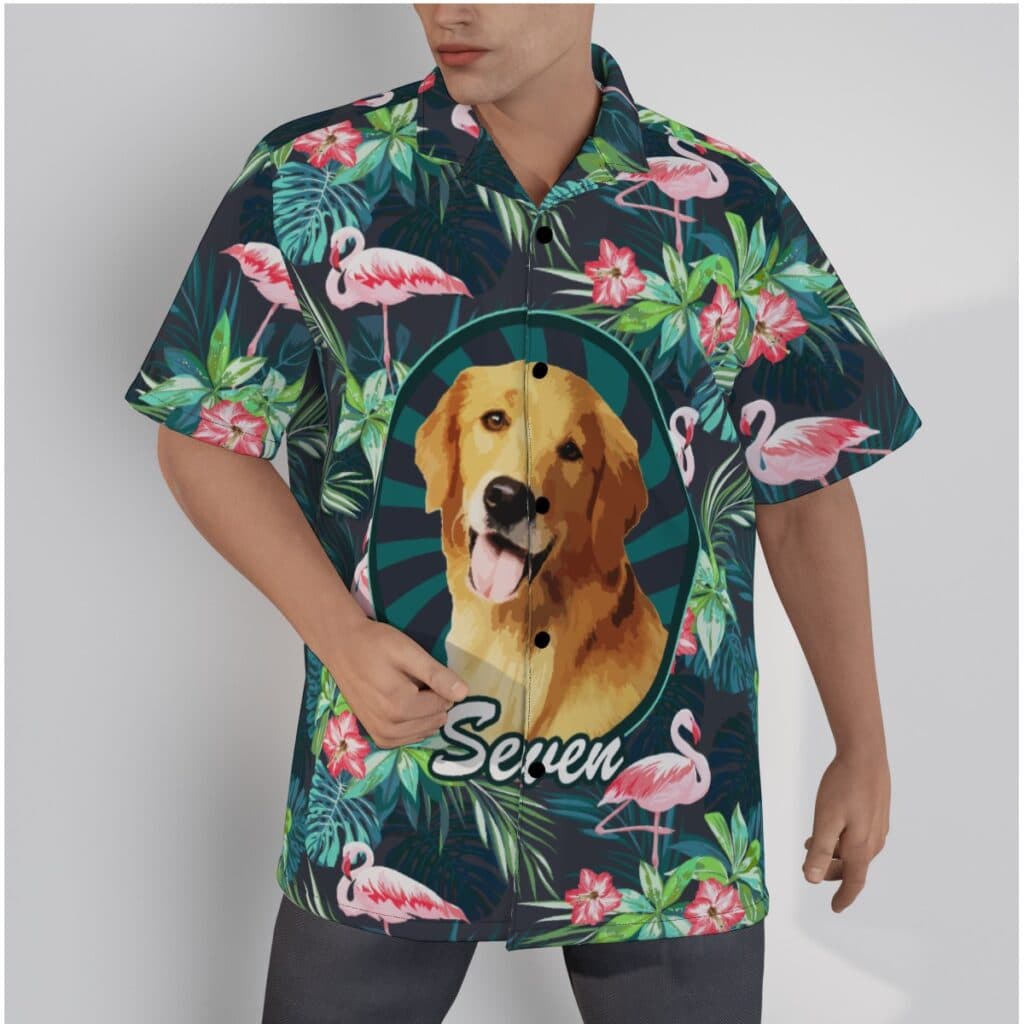 Funny Custom Dog Face Hand-Painted Tropical Hawaiian Shirt