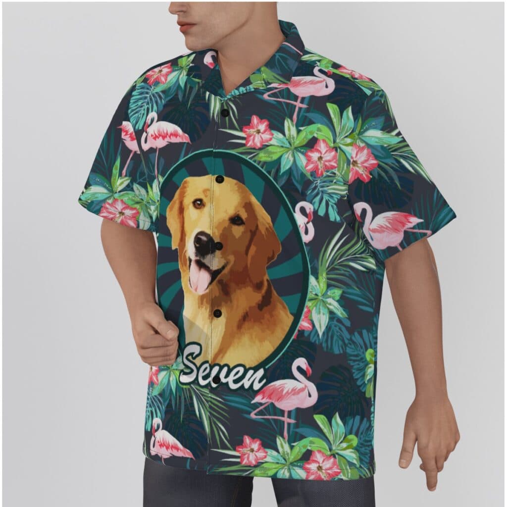 Funny Custom Dog Face Hand-Painted Tropical Hawaiian Shirt