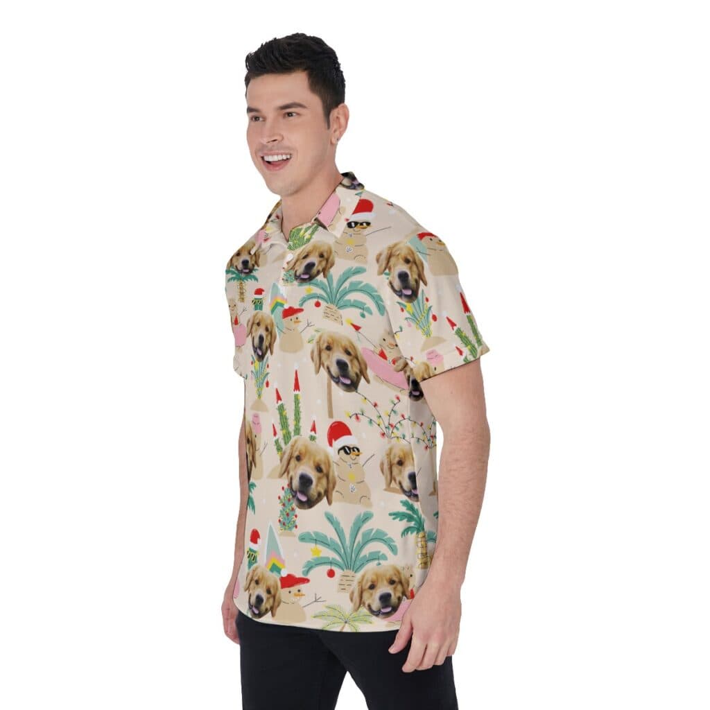 Funny Custom Dog Face Snowman Christmas Hawaiian Polo Shirt