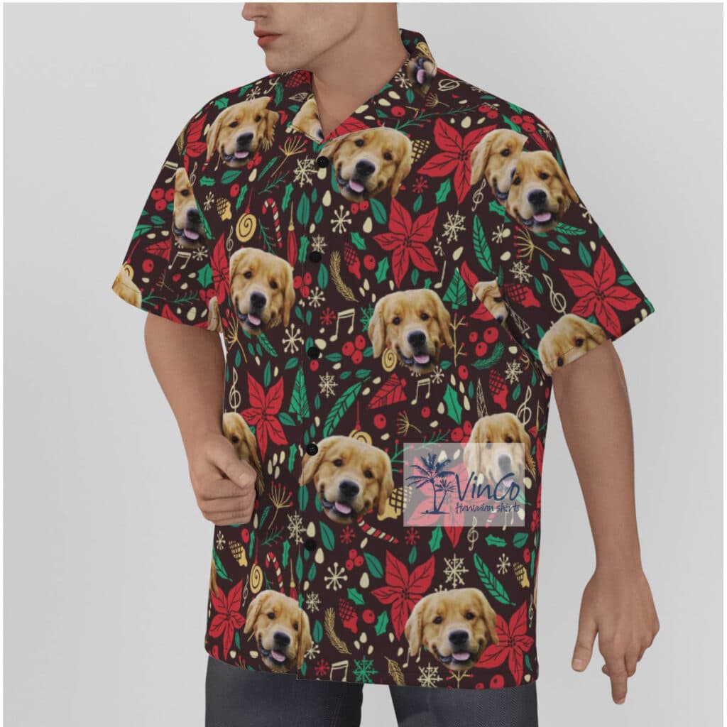 Funny Custom Dog Face Vintage Christmas Hawaiian Shirt