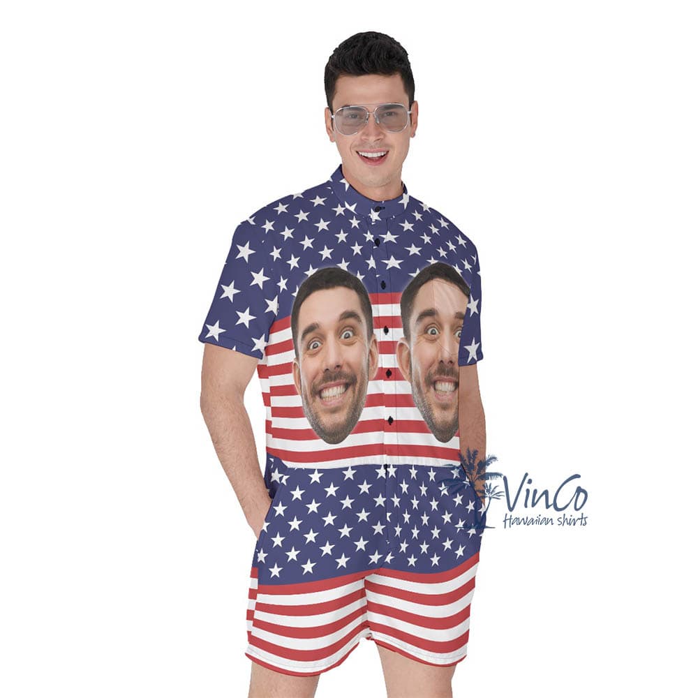 Funny Custom Face 4th Of July Men’s Romper (1)