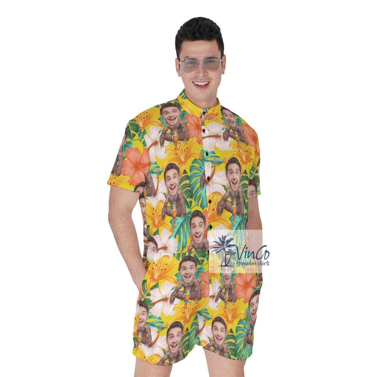 Funny Custom Face Barry Wood Aloha Romper For Men (8)