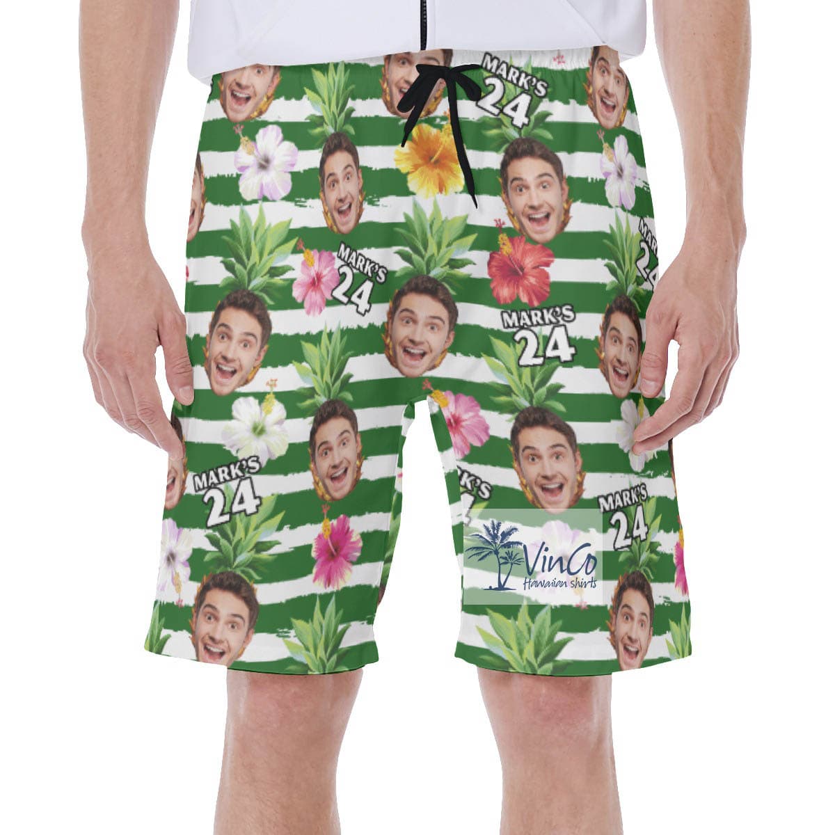 Funny Custom Face Birthday Boy Girl Hawaiian Swim Trunks (4)