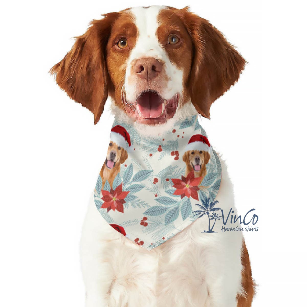 Funny Custom Face Christmas Scarf For Dog Pet
