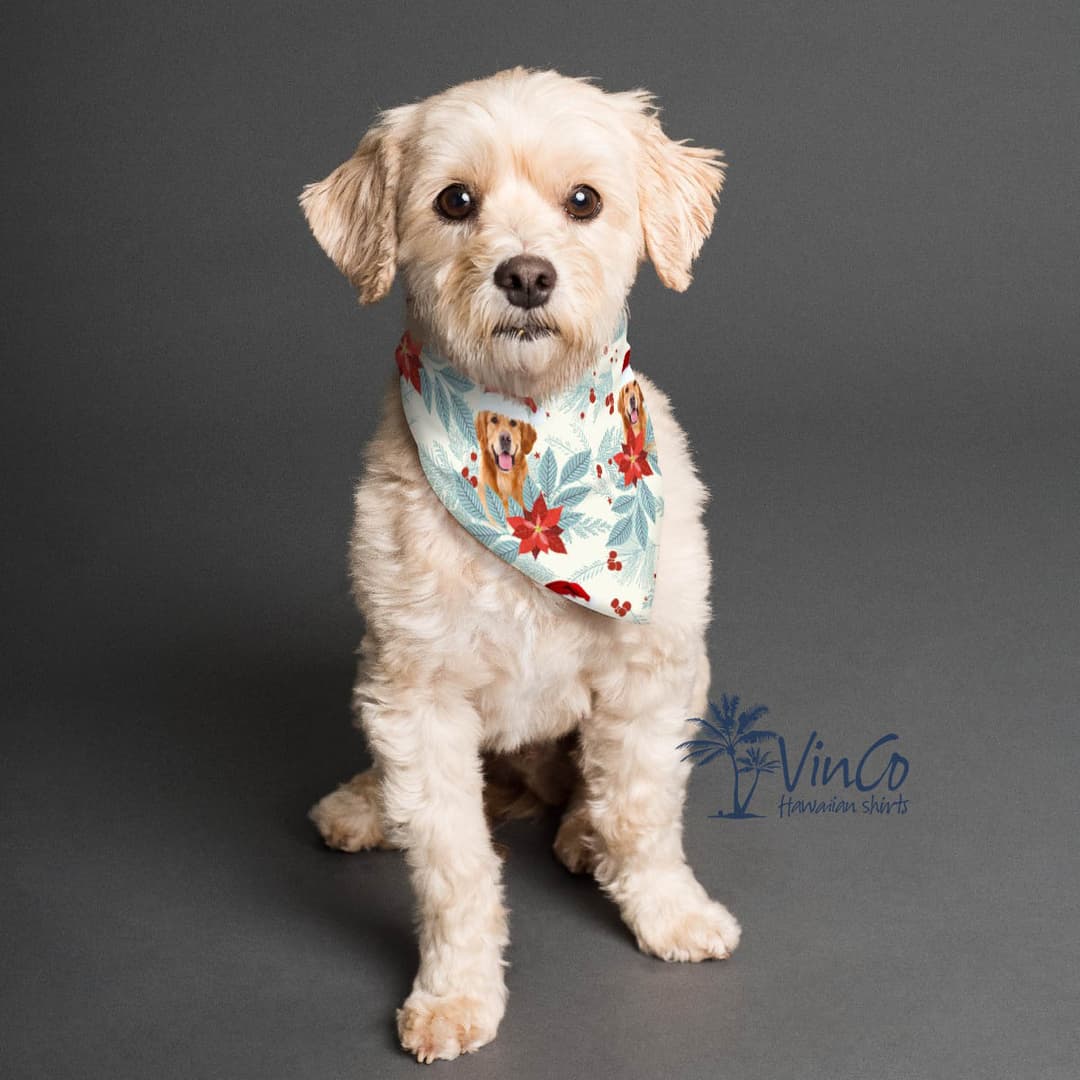 Funny Custom Face Christmas Scarf For Dog Pet