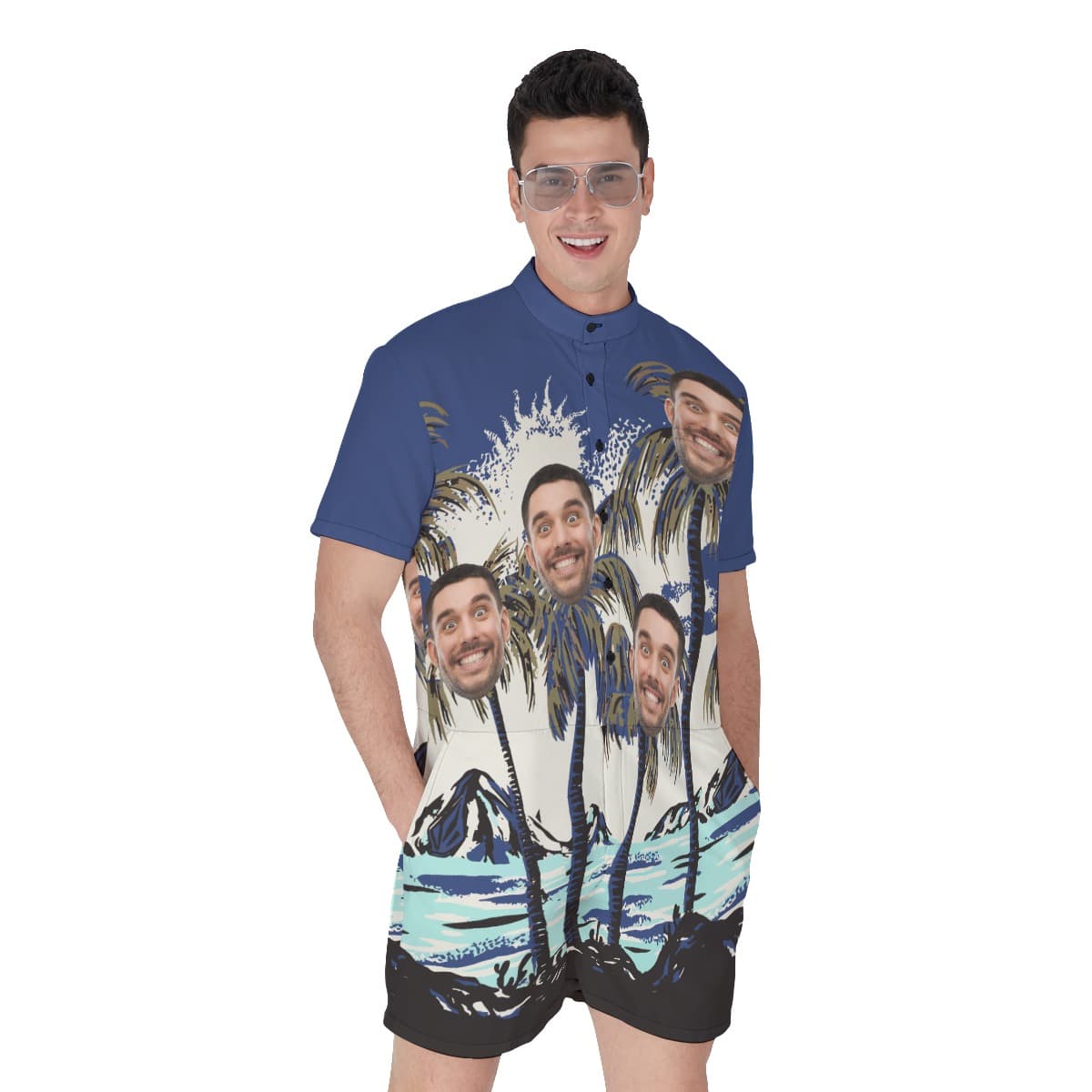 Funny Custom Face Palm Trees Romper For Men (1)