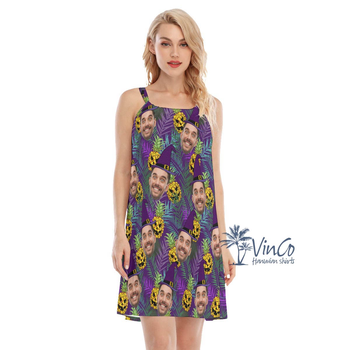 Funny Custom Face Witch Hawaiian Dress For Women (2)
