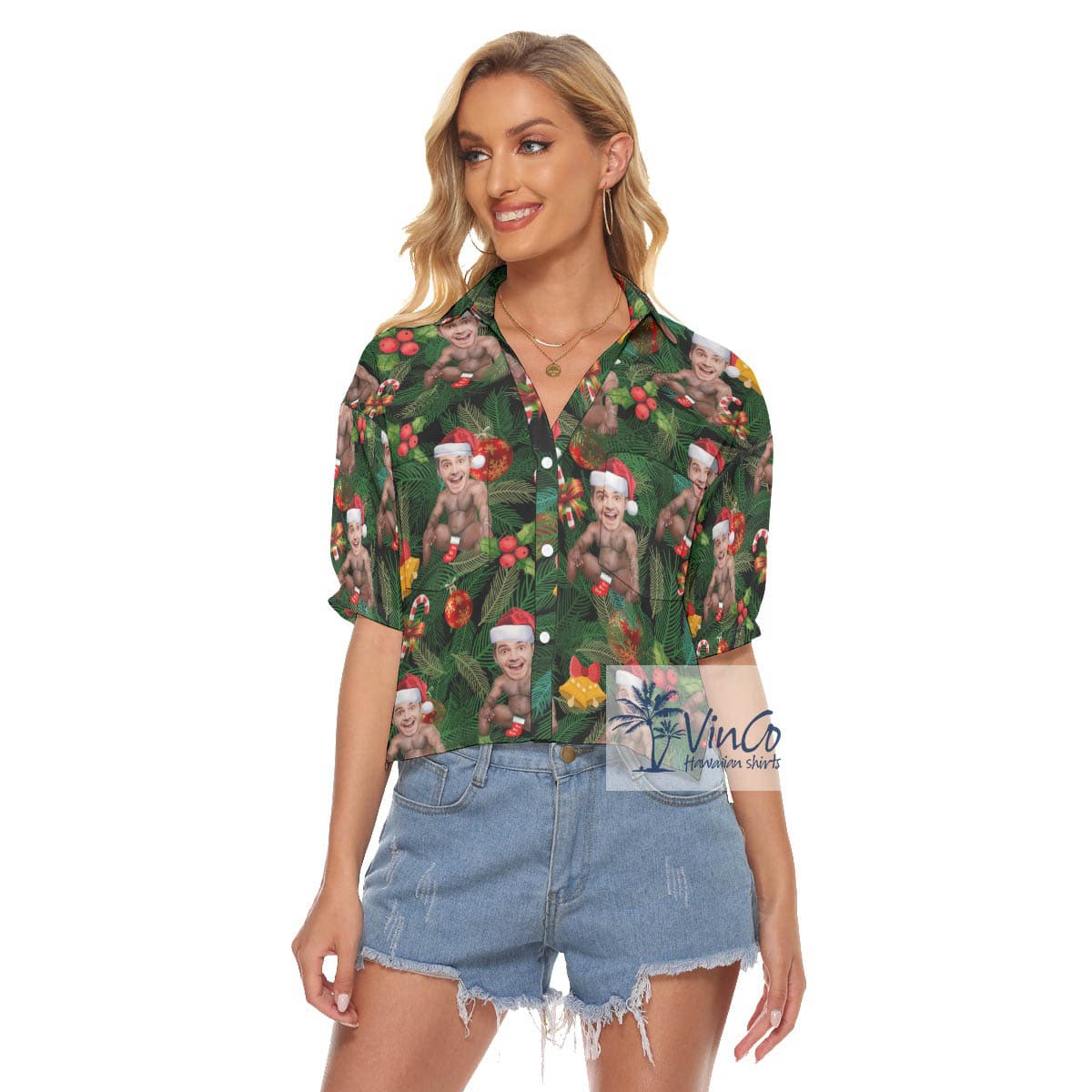 Funny Custom Face With Barry Wood Christmas Hawaiian Shirt (4)
