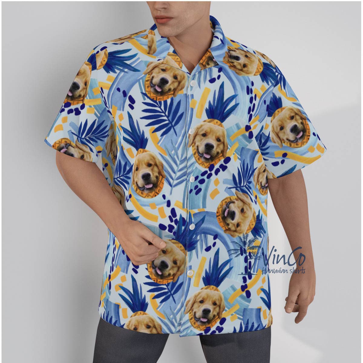 Funny Custom Face With Pineapple Personalized Hawaiian Shirt (2)