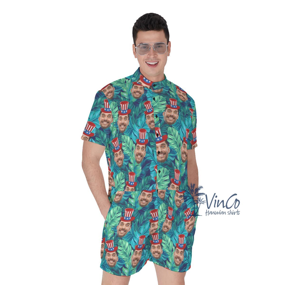 Funny Custom Patriotic Men's Romper With Face (2)