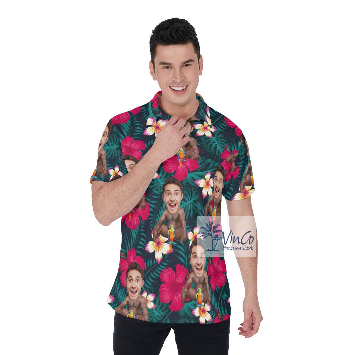 Funny Personalized Face Barry Wood Hawaiian Golf Shirt For Men (2)
