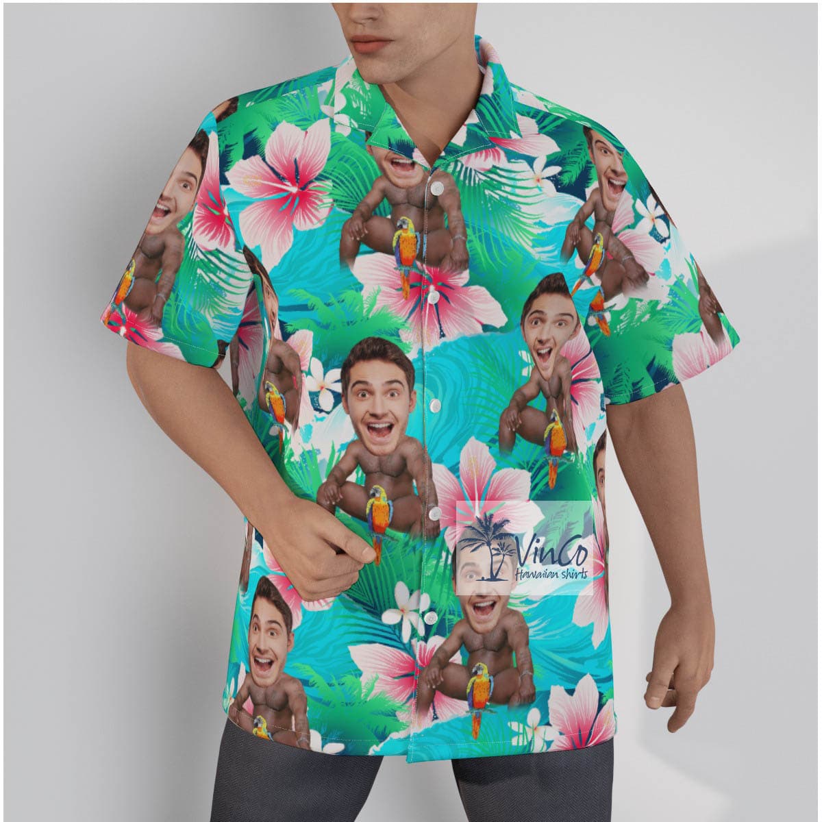 Funny Personalized Face On Barry Wood Aloha Shirt For Men (2)