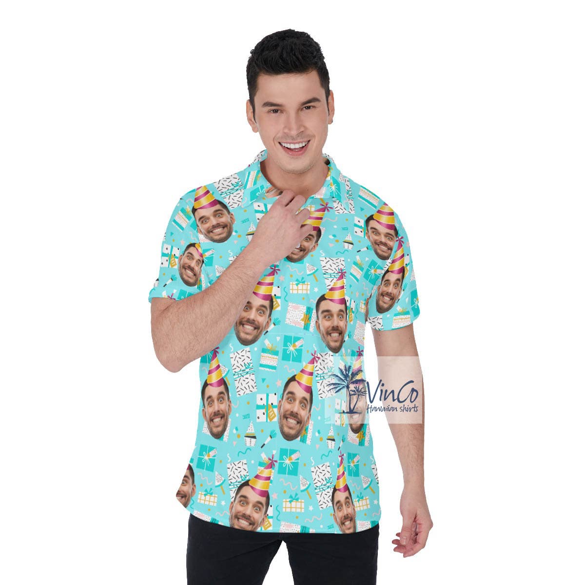 Funny Personalized Faces Aloha Polo Shirt For Men (4)