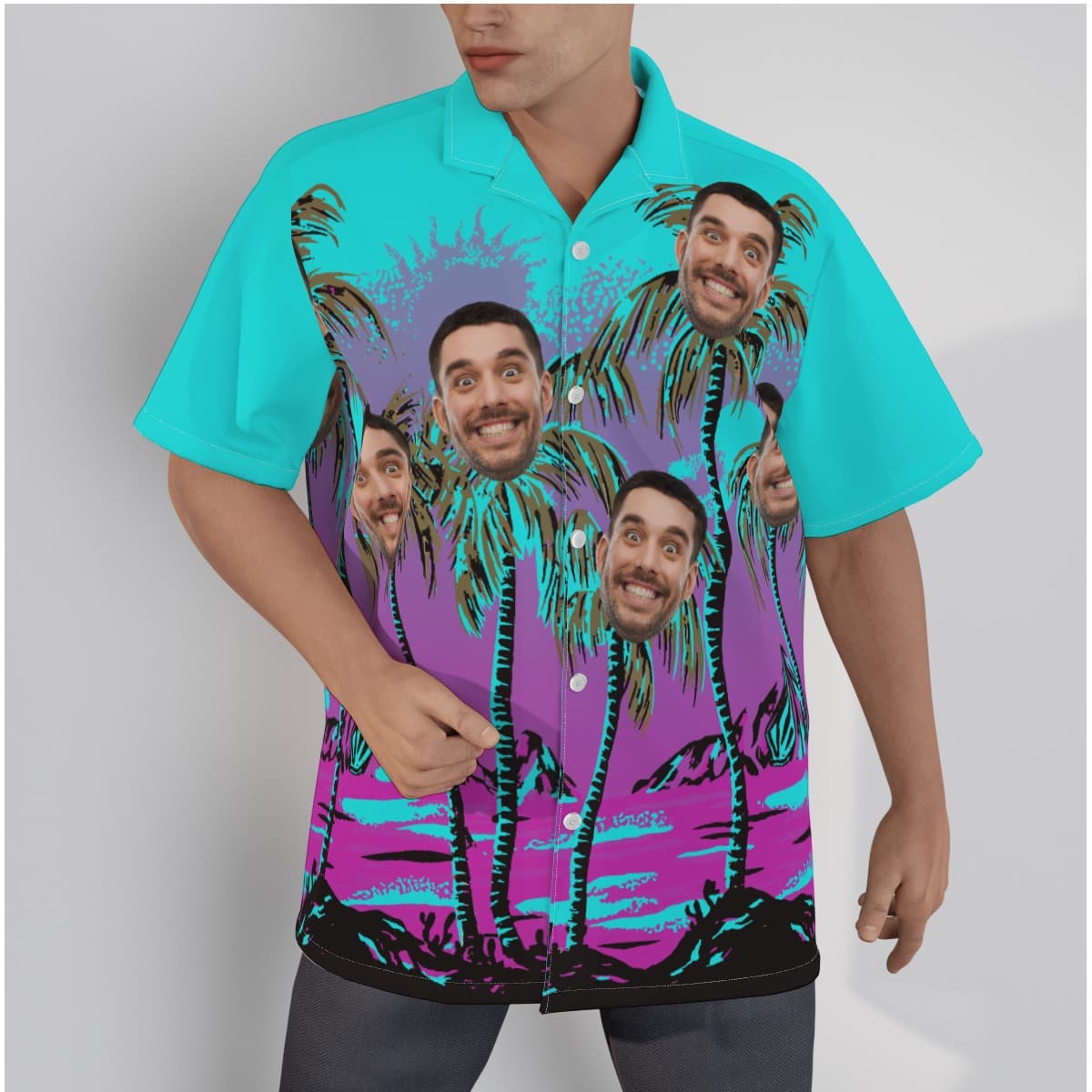 Funny Personalized Faces Men’s Custom Hawaiian Shirt (1)
