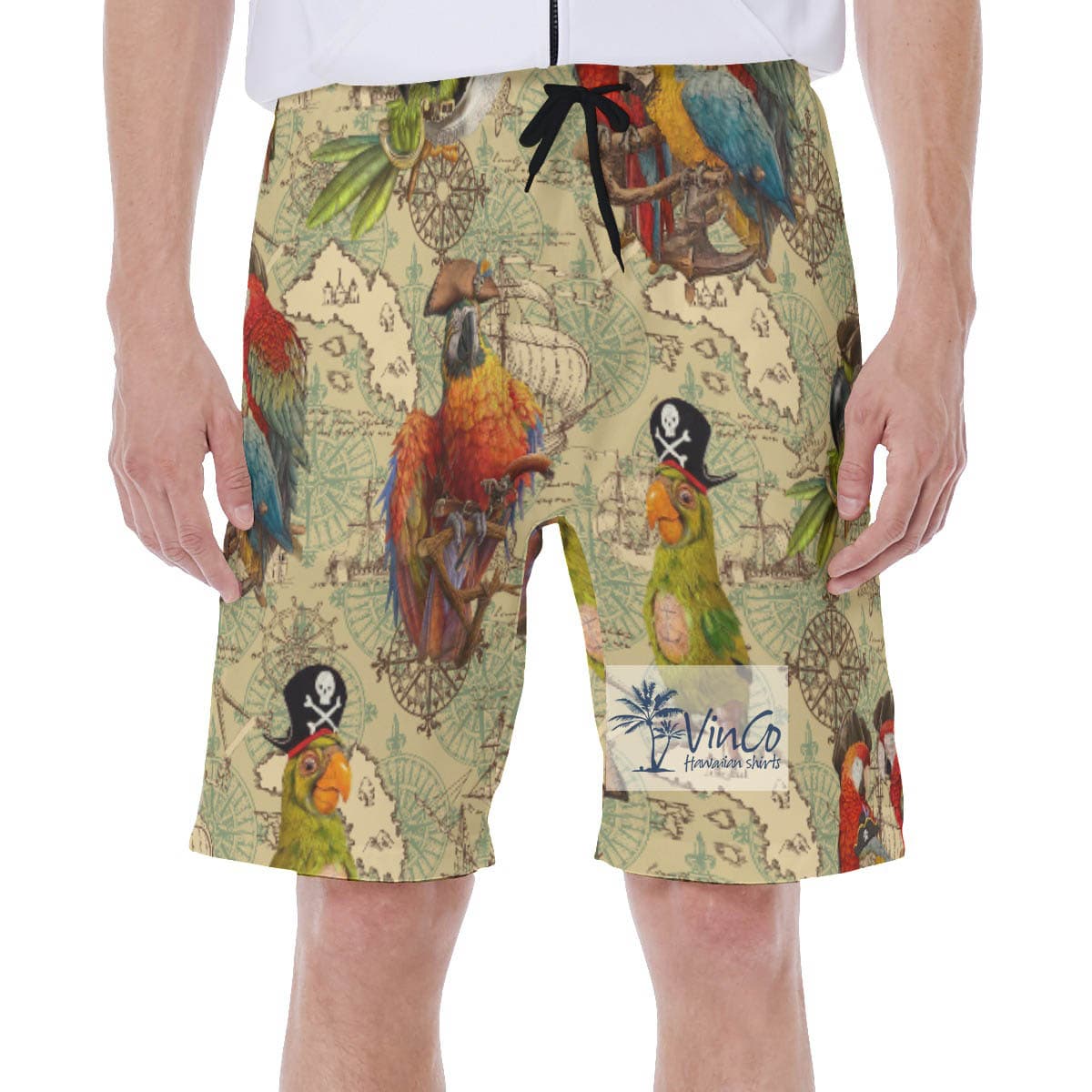 Funny Pirate Parrot Hawaiian Swimwear For Men