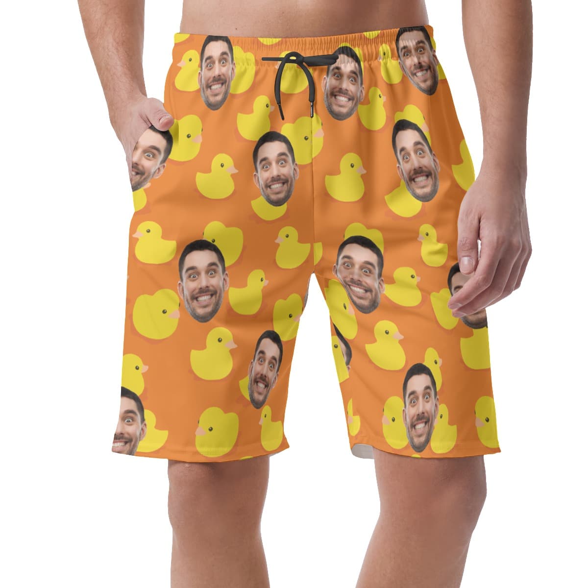 Funny Rubber Duck Custom Face Hawaiian Summer Beach Shorts For Men