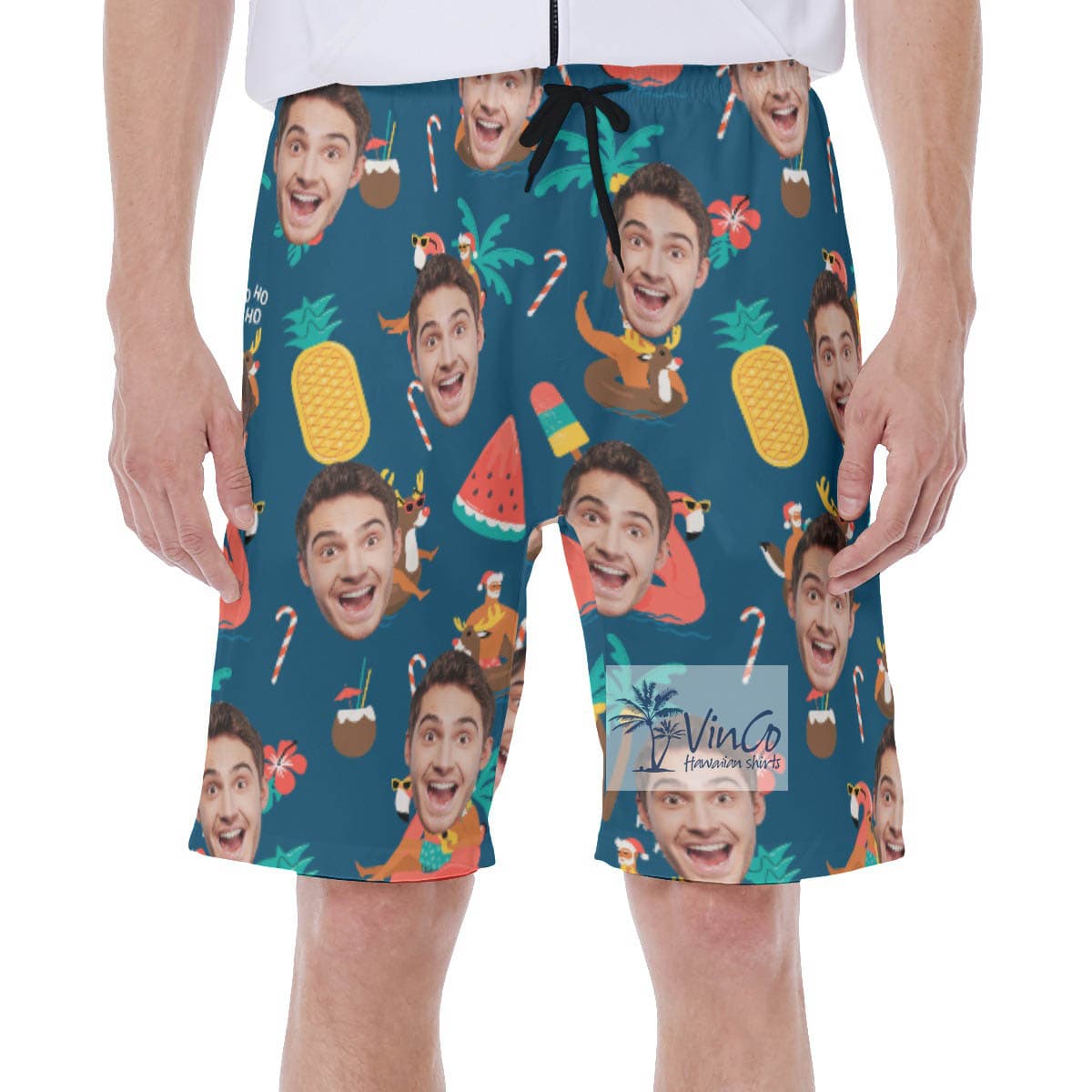 Funny Santa Claus Christmas Hawaiian Swimwear With Custom Face