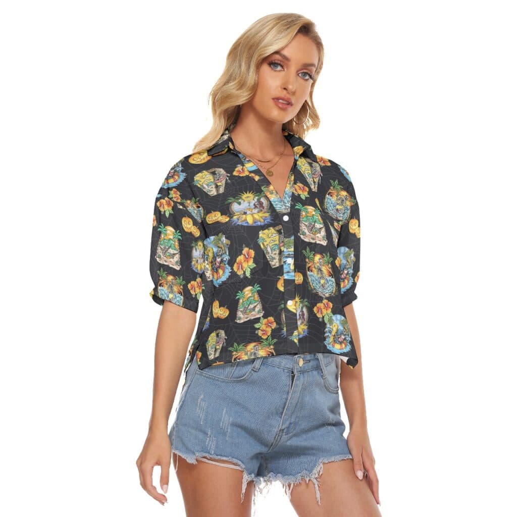 Skeleton Vacation Horror Hawaiian Shirt For Women