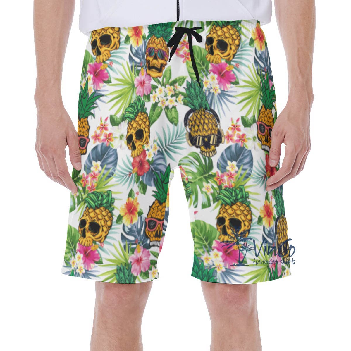 Funny Skull Pineapple Tropical Hawaiian Swimwear For Summer