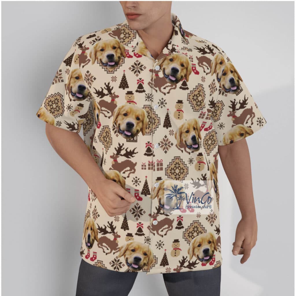Funny Snowman And Reindeer Hawaiian Shirt With Custom Dog Face