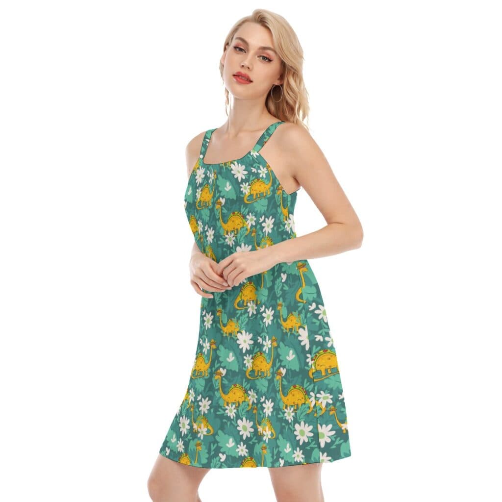Funny Taco Dinosaur Hawaiian Cami Dress For Summer Vacation