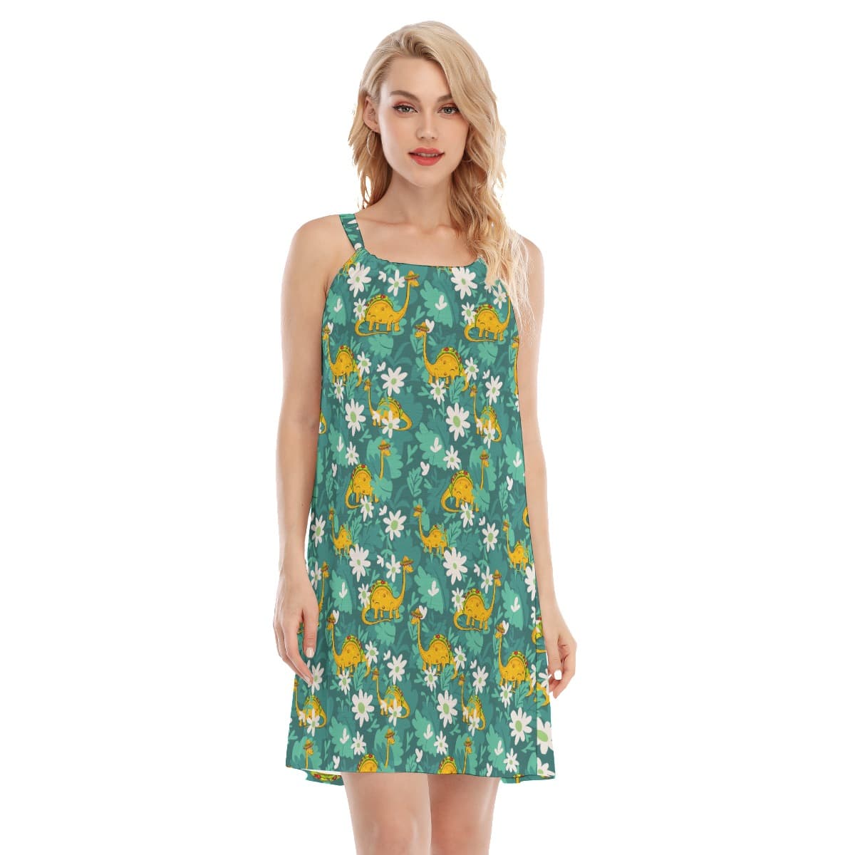 Funny Taco Dinosaur Hawaiian Cami Dress For Summer Vacation (4)