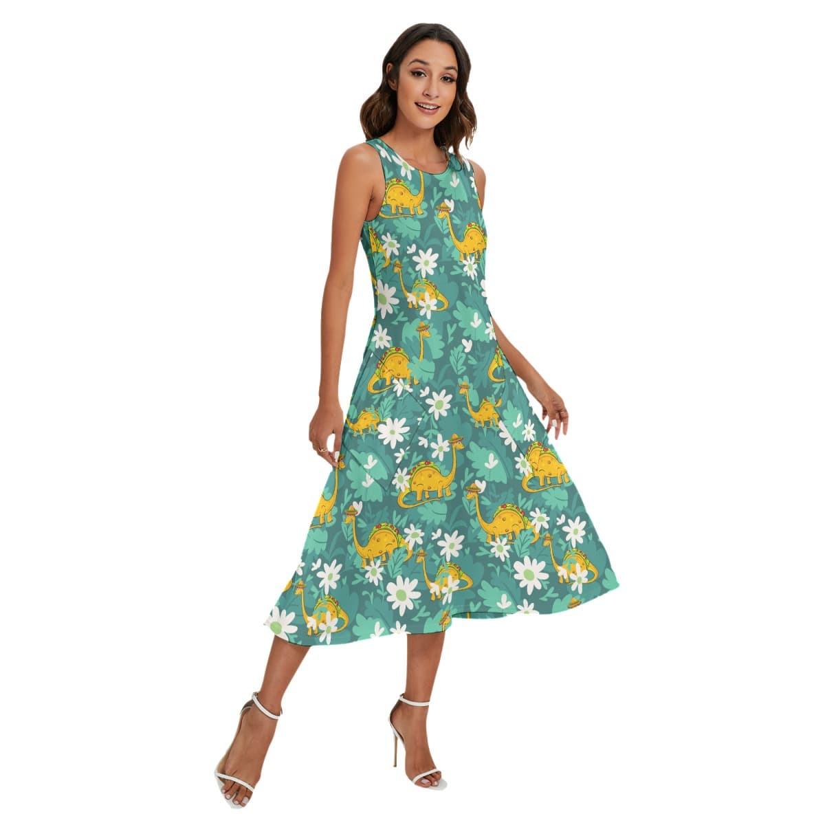 Funny Tacosaurus Hawaiian Long Dress With Pockets