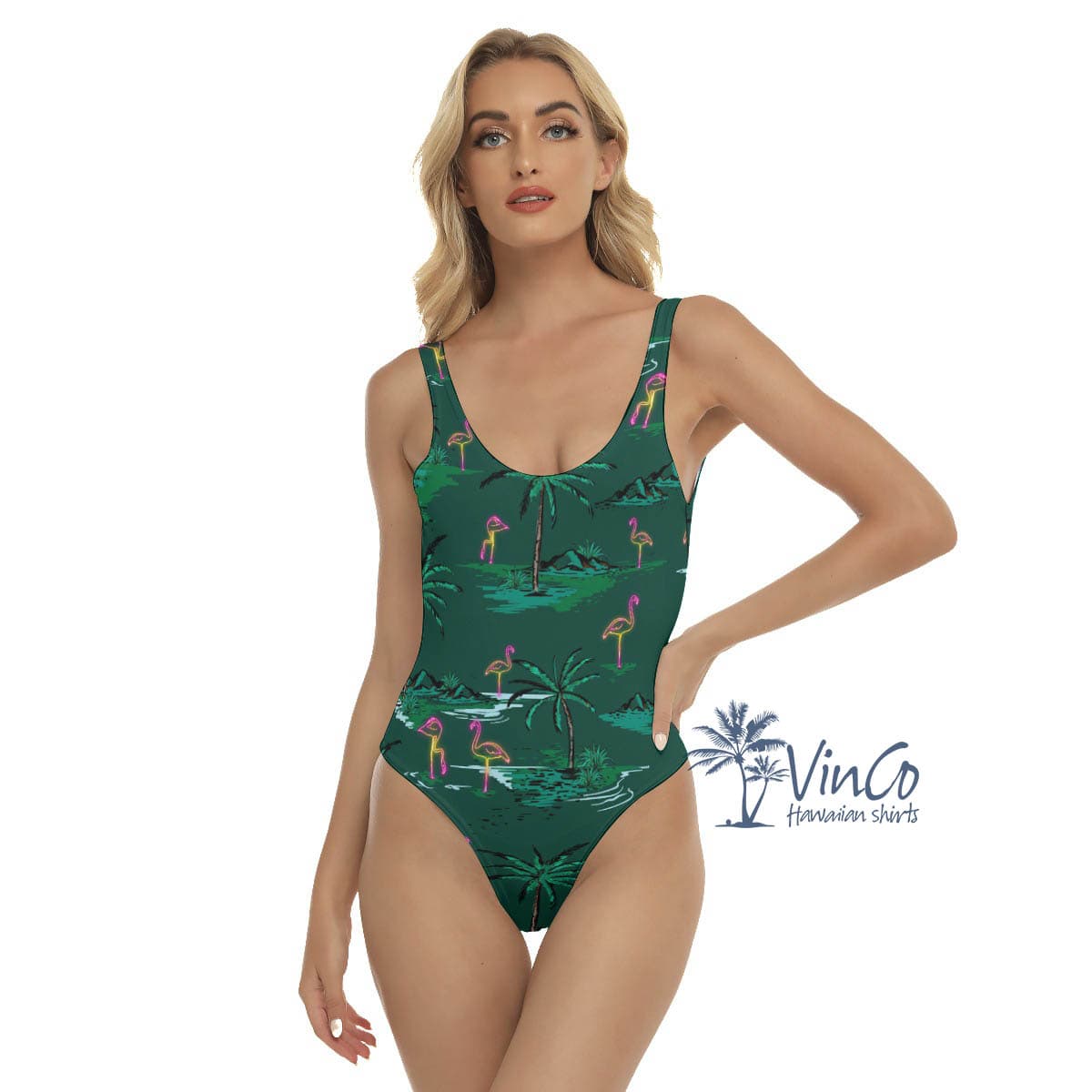 Green Flamingo One Piece Swimwear For Women (1)