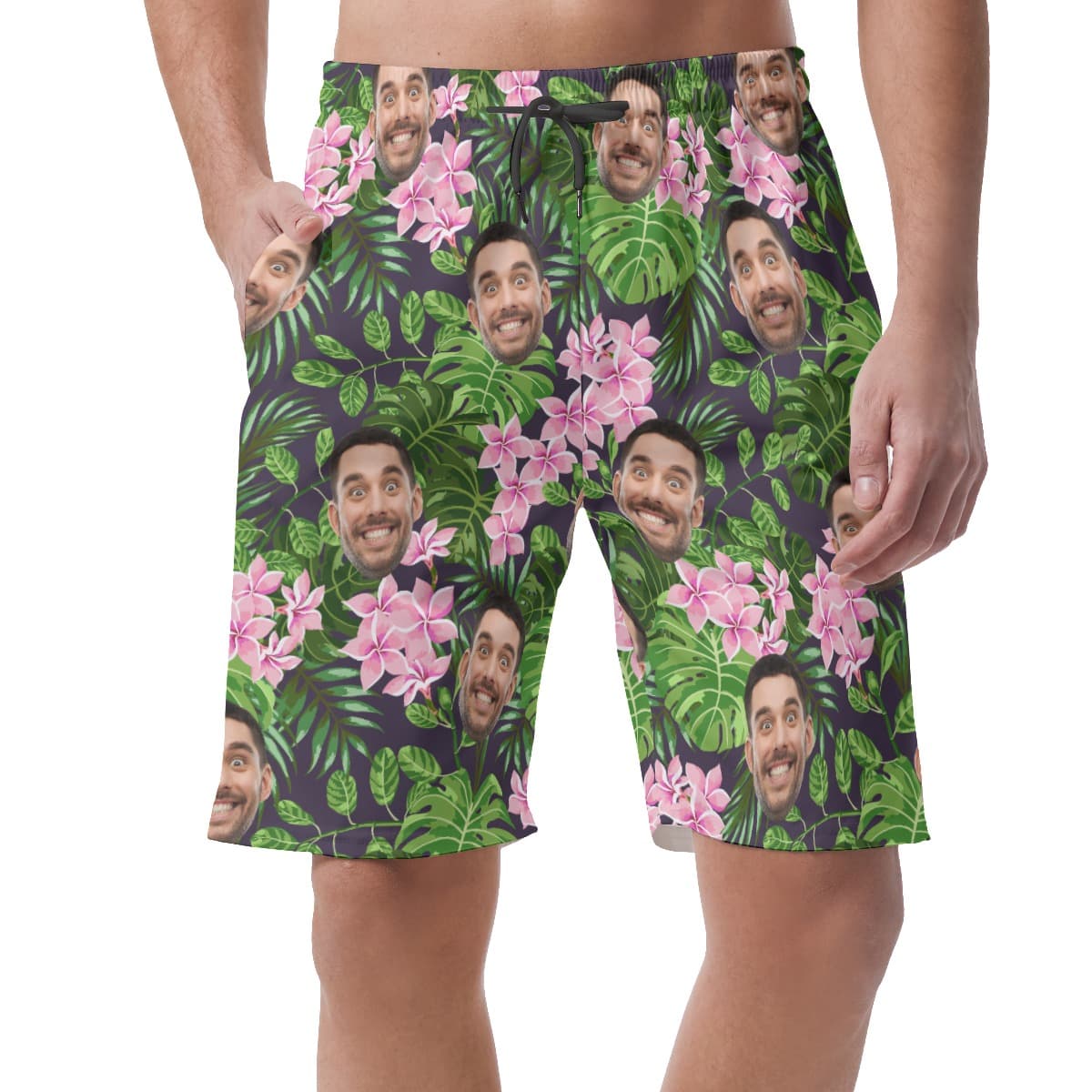 Green Hawaiian Men’s Shorts With Custom Face (1)
