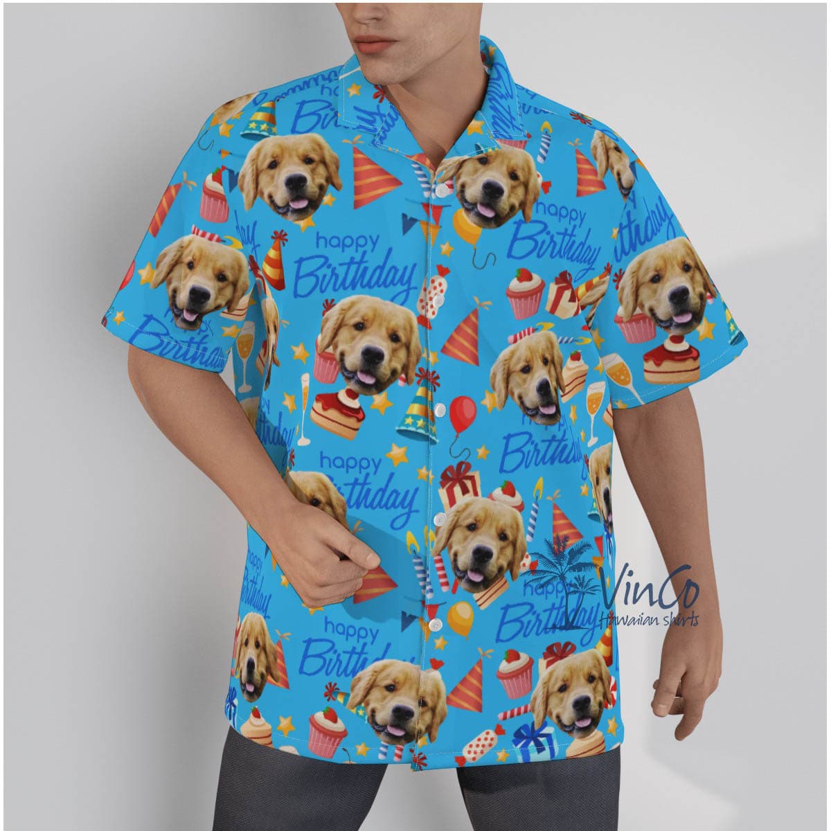 Happy Birthday Pet Custom Face Hawaiian Shirt For Men (1)