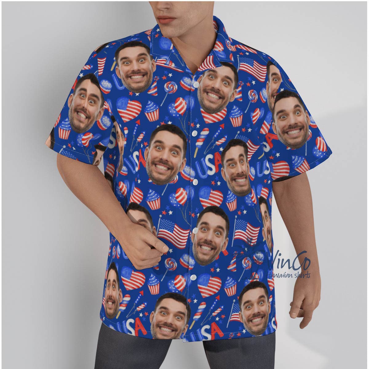 Happy Independence Day Custom Hawaiian Shirt With Faces (1)