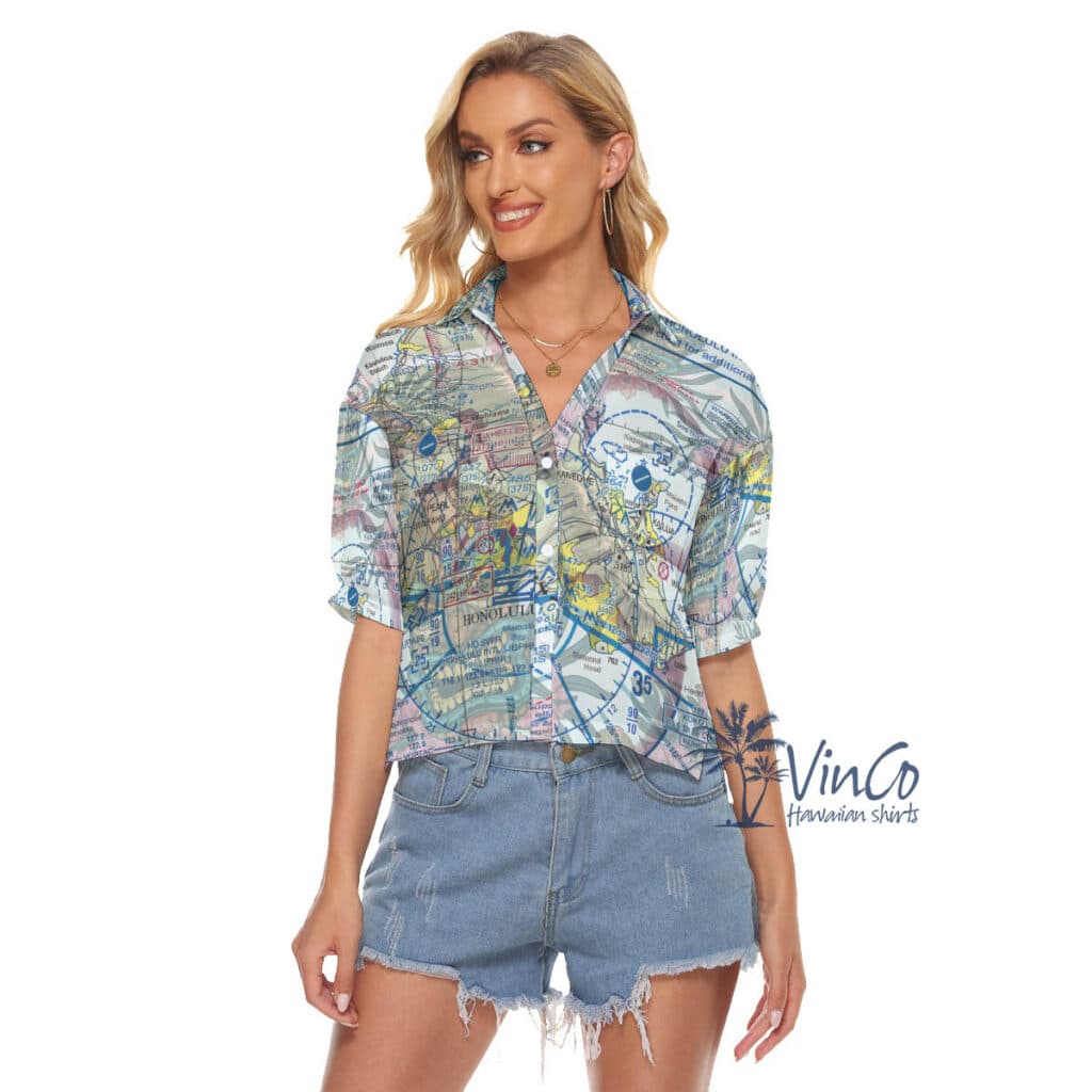Hawaiian Island Map Aloha Crop Top Shirt For Women