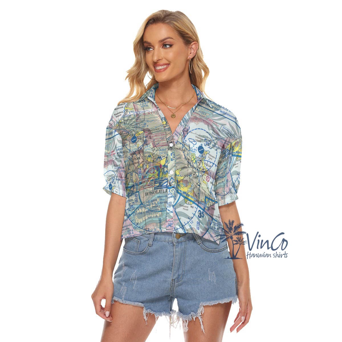 Hawaiian Island Map Aloha Crop Top Shirt For Women