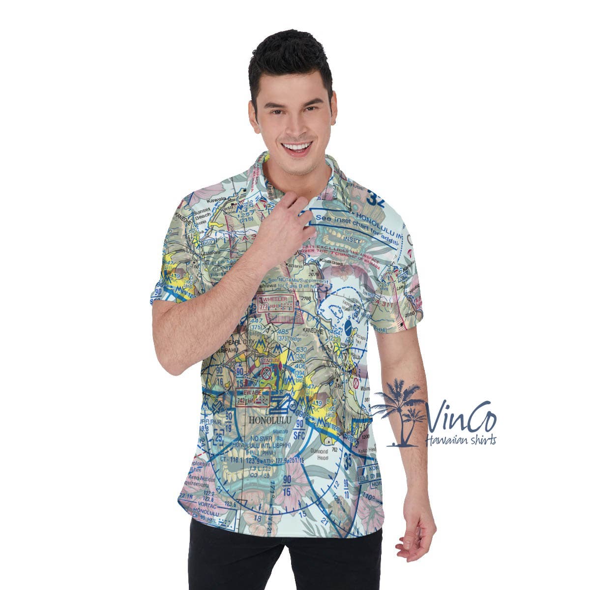 Hawaiian Map Tiki Golf Shirt