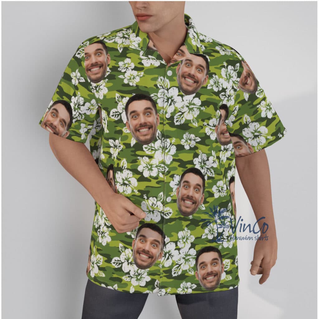 Hibiscus Camouflage Custom Hawaiian Shirt With Multiple Faces (1)