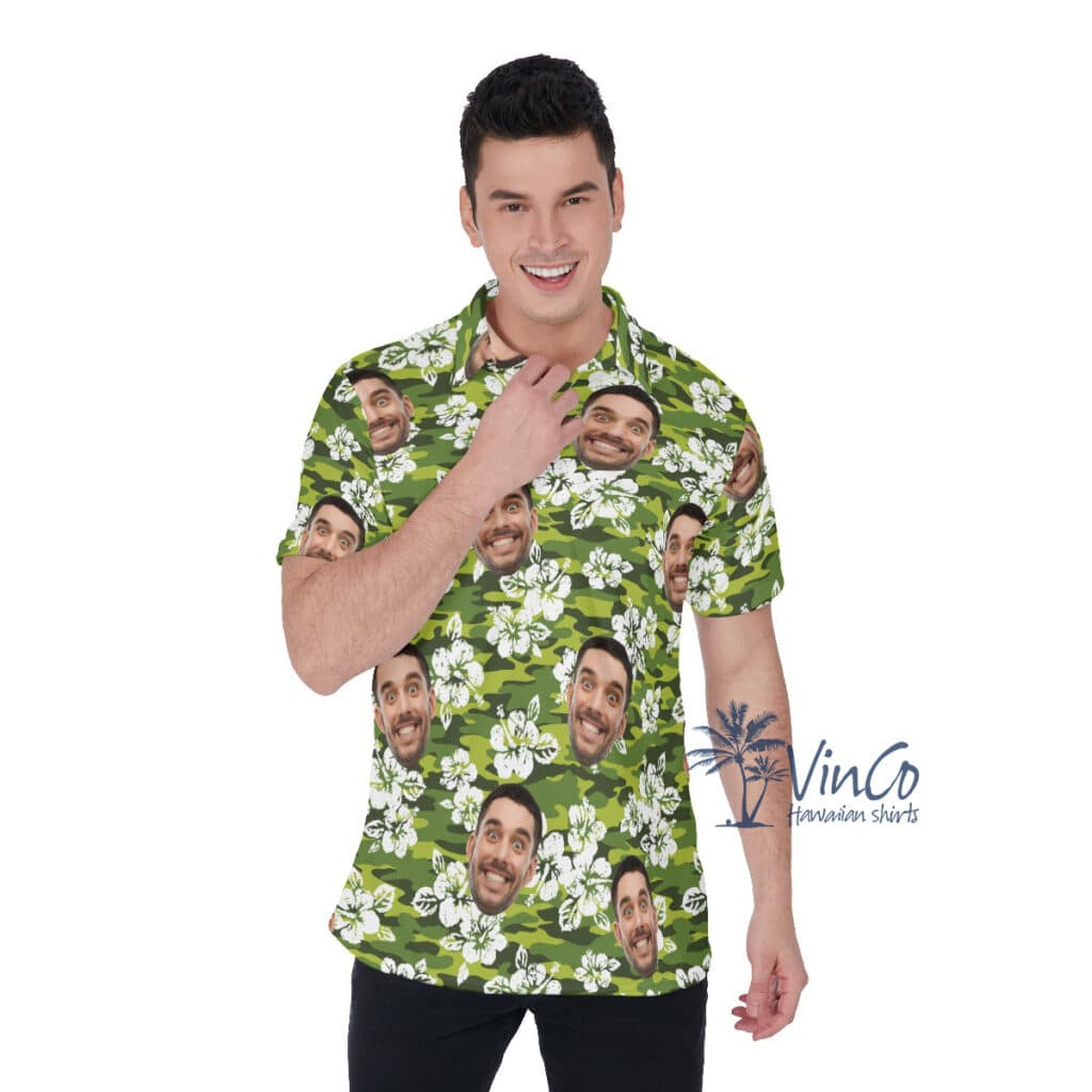 Hibiscus Camouflage Men's Polo Shirt With Multiple Faces (2)