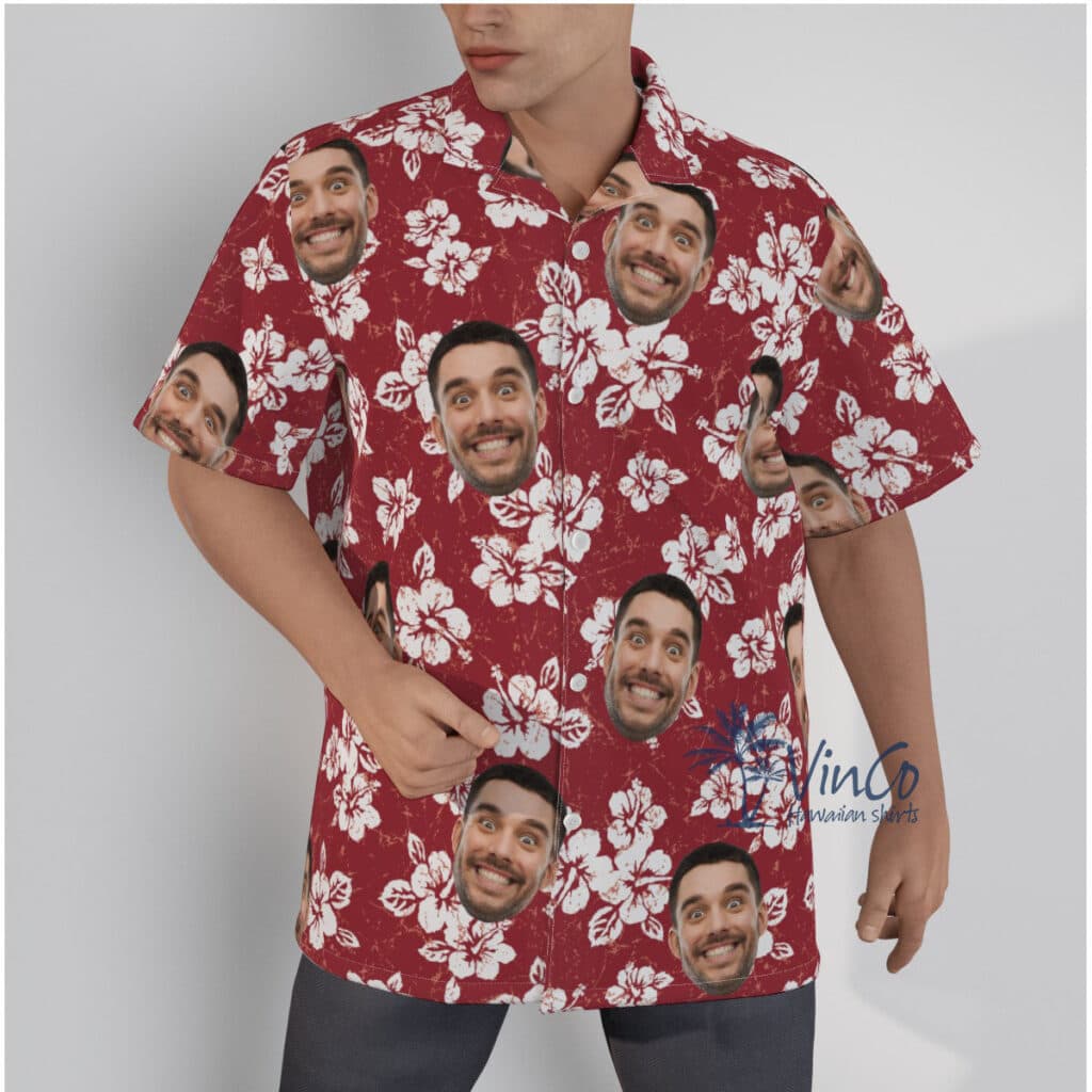 Hibiscus Floral Custom Button Up Shirt With Face (1)