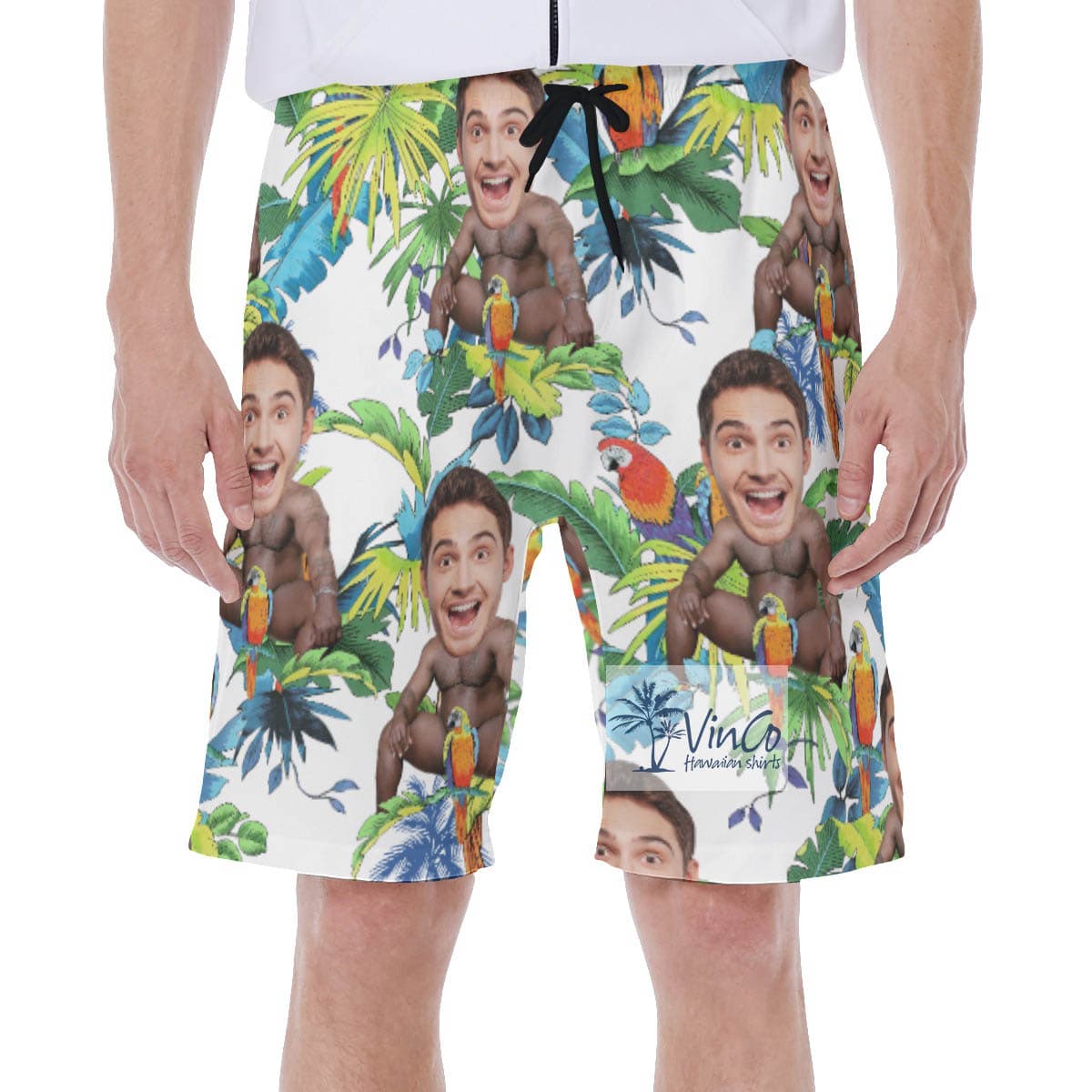 Inappropriate Custom Barry Wood Face Beach Swim Trunks For Men (2)