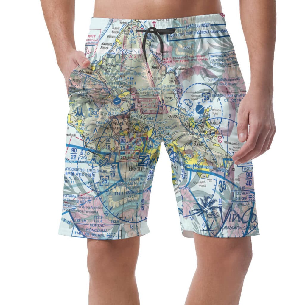 Island Map Hawaiian Beach Shorts For Men