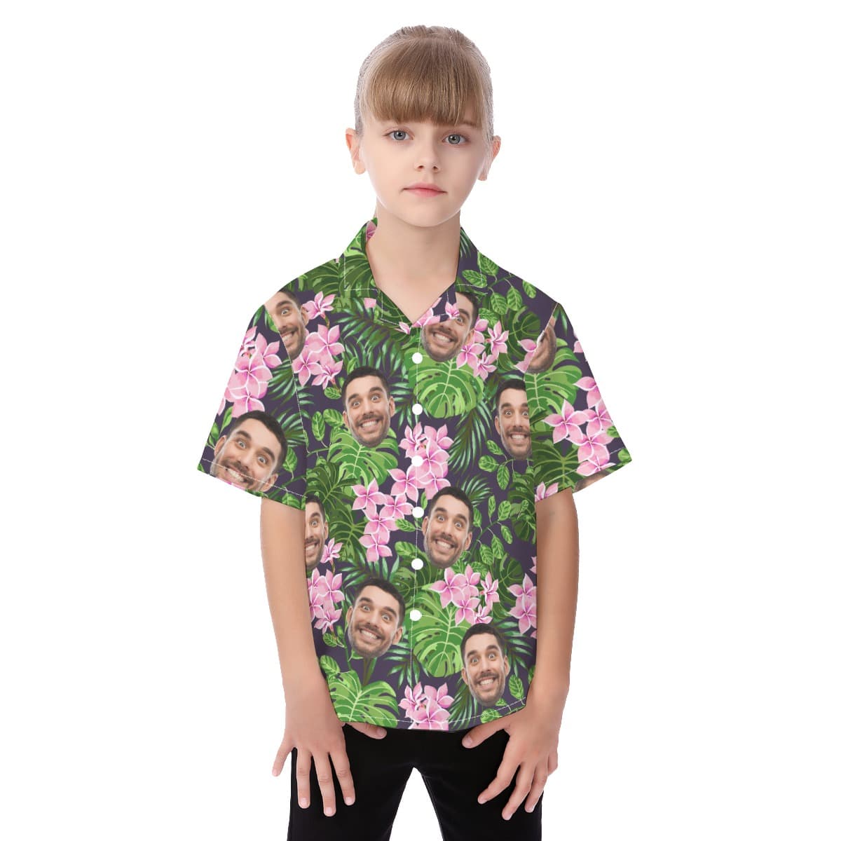 Kid’s Tropical Custom Hawaiian Shirt With Multiple Faces (1)