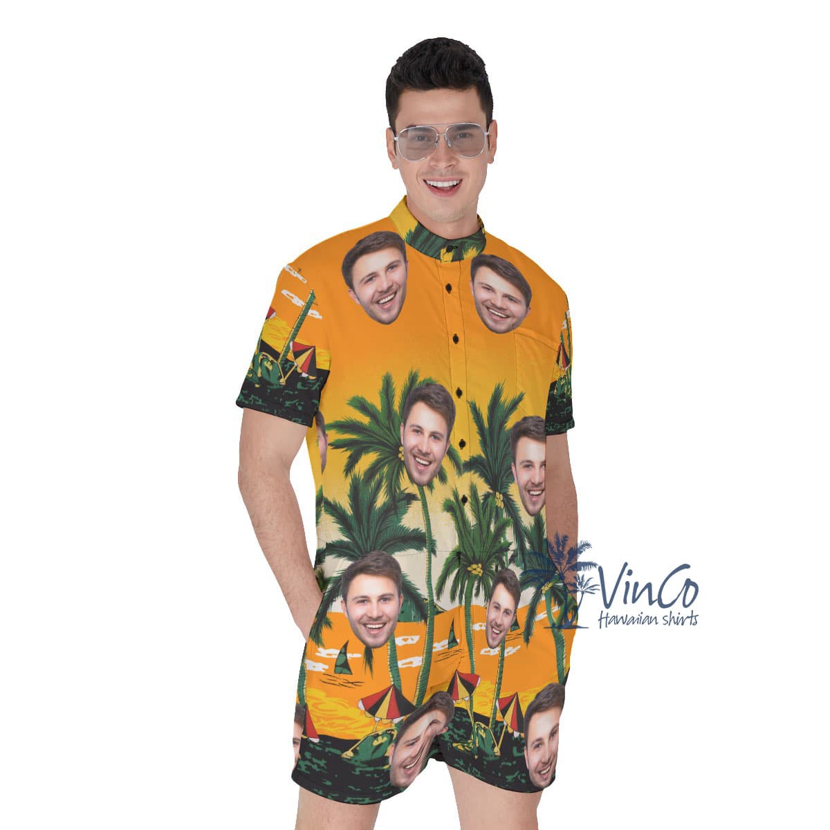 Legend Pacific Yellow Custom Men's Romper With Multiple Faces (2)