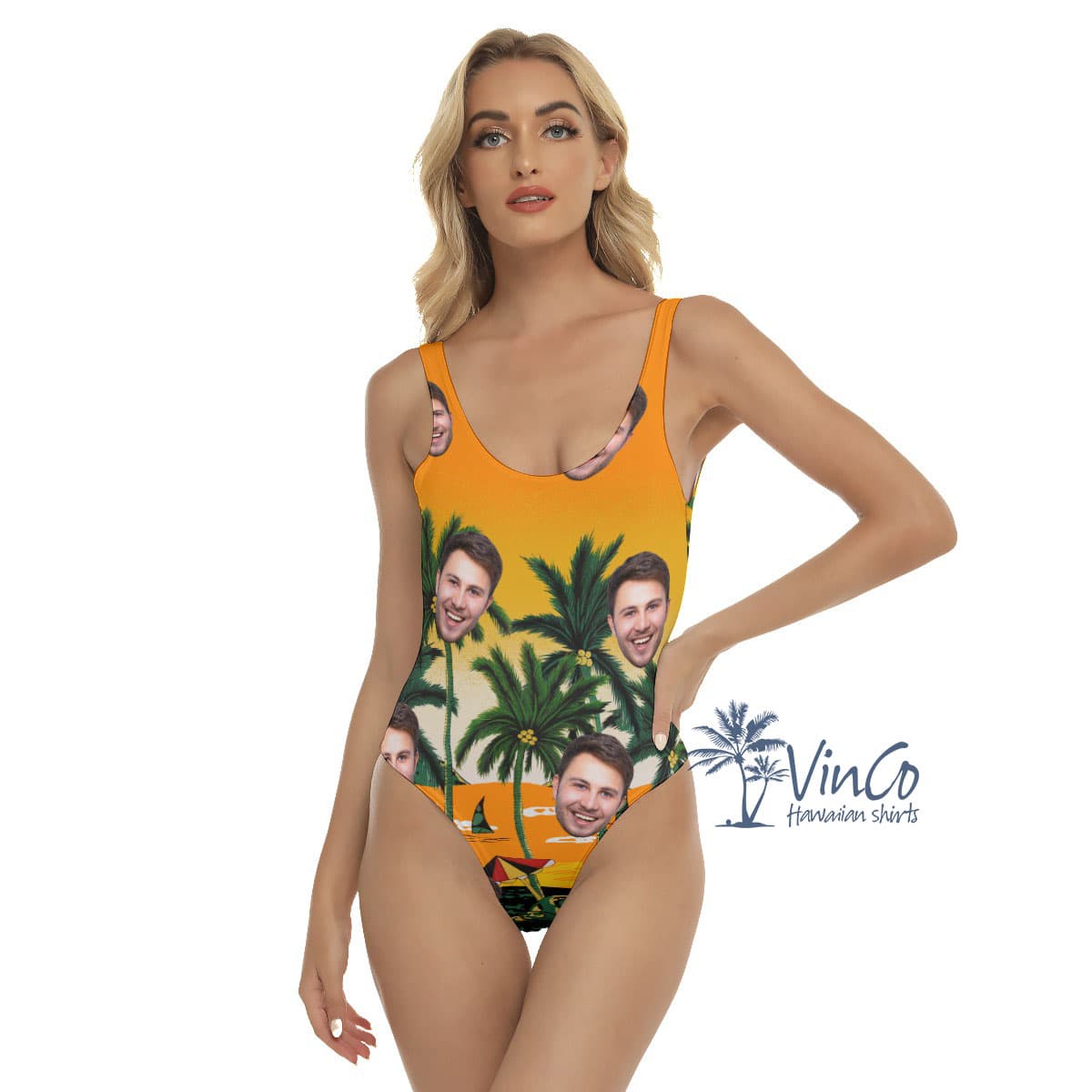 Legend Pacific Yellow Custom Women's Hawaiian Swimsuit With Face (2)