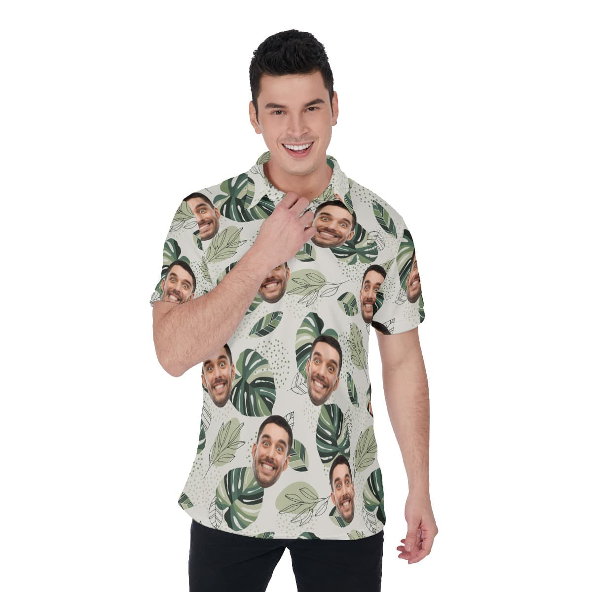 Men’s Custom Hawaiian Polo Shirt With Face (1)